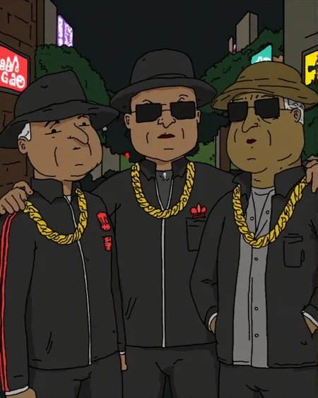 Cartoon illustration by J.C. Leyendecker of a Run DMC. A stylized group of three individuals in classic 1980s hip-hop fashion. They wear black leather jackets with red Adidas stripes and thick gold chains, exuding confidence. Each member has a unique hat style, including a fedora and bucket hats, and one wears dark sunglasses. Background is a dark neon lights in a back alley.
<lora:Hand v2:1> hands , Detailed hand, Perfect hand <lora:FLUX1-Turbo-Alpha:1> <lora:big-lez-style:1> style of Big Lez