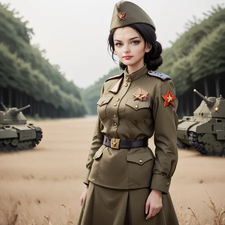 <lora:Pony Soviet Military uniform-000003:0.9>
core_9, score_8_up, score_7_up, score_6_up, score_5_up, score_4_up, BREAK 1girl, solo, best quality, high quality, highres, masterpiece, Soviet Military uniform, outdoors, battleship, å