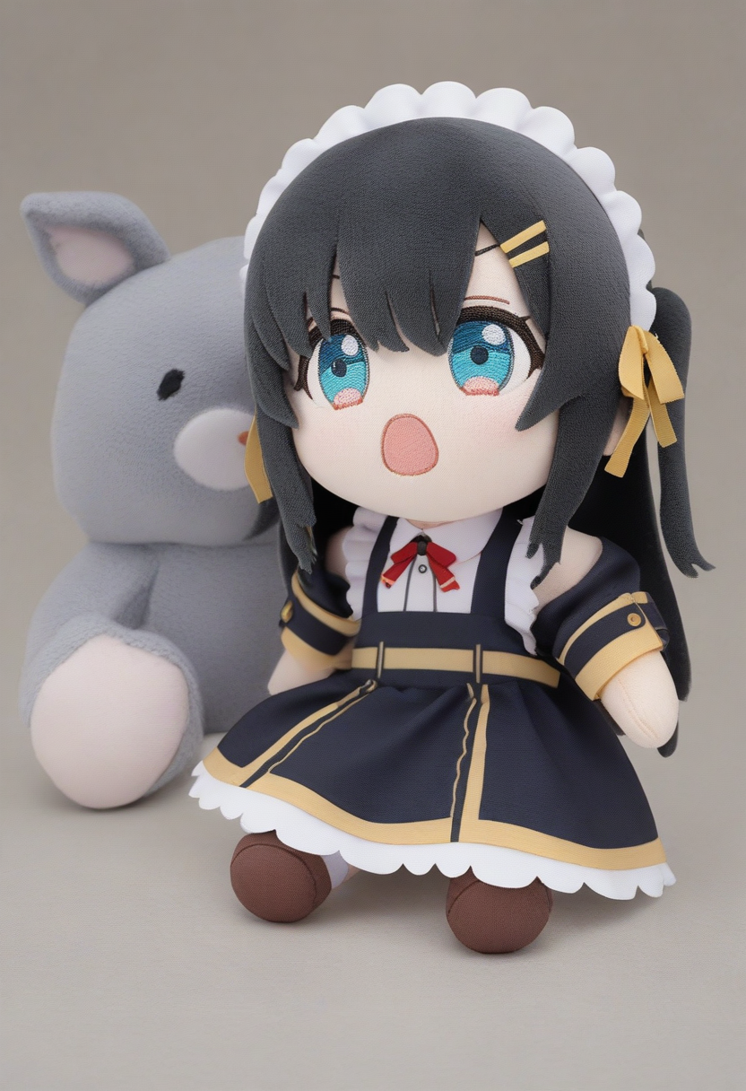 1girl,sincos, ningen mame, toosaka asagi,solo,medium breasts,20yo,maid,maid headdress,
character doll, chibi, sitting, full body, <lora:characterdoll_XL_v1:0.9>
from below, cinematic angle, looking away, black hair, silver eyes,determined, drawing and manual arts room, open mouth, ringlets hair,,
best quality, very aesthetic, absurdres