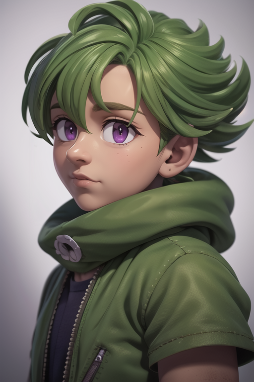 photorealistic, (4k), depth of field, (Masterpiece), (realistic skin texture), extremely detailed, intricate, hyper detailed, high resolution, professional photography, , depth of field, sharp detail, best quality, looking at viewer, 1boy, solo, male focus, <lora:percival_nnt_mny:0.84>, percival_nnt_mny, green hair, purple eyes, , , , 16k resolution