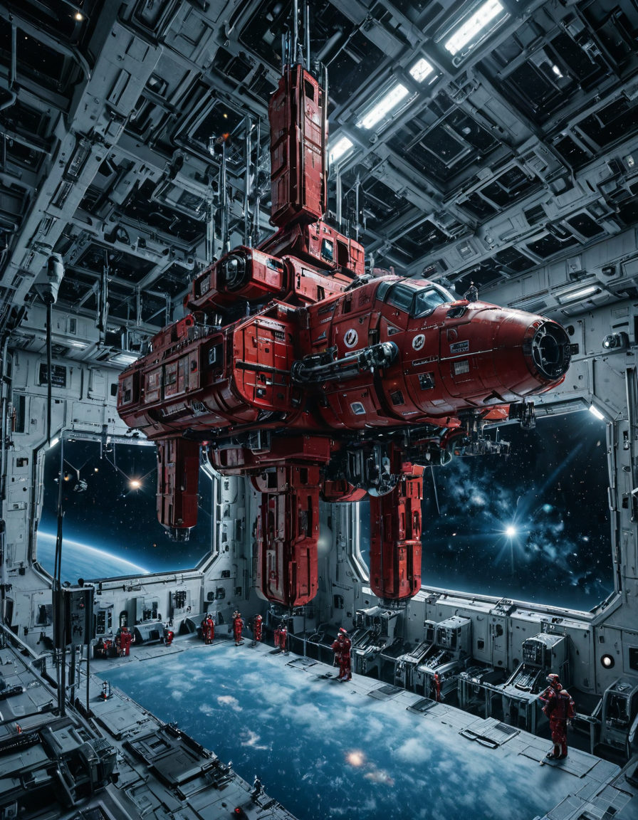 <lora:Space_Stations_ST02_Illusb:0.7> st02, space station, red war paint, lights, illuminated, windows, huge spaceship, far view, in space, nebula,