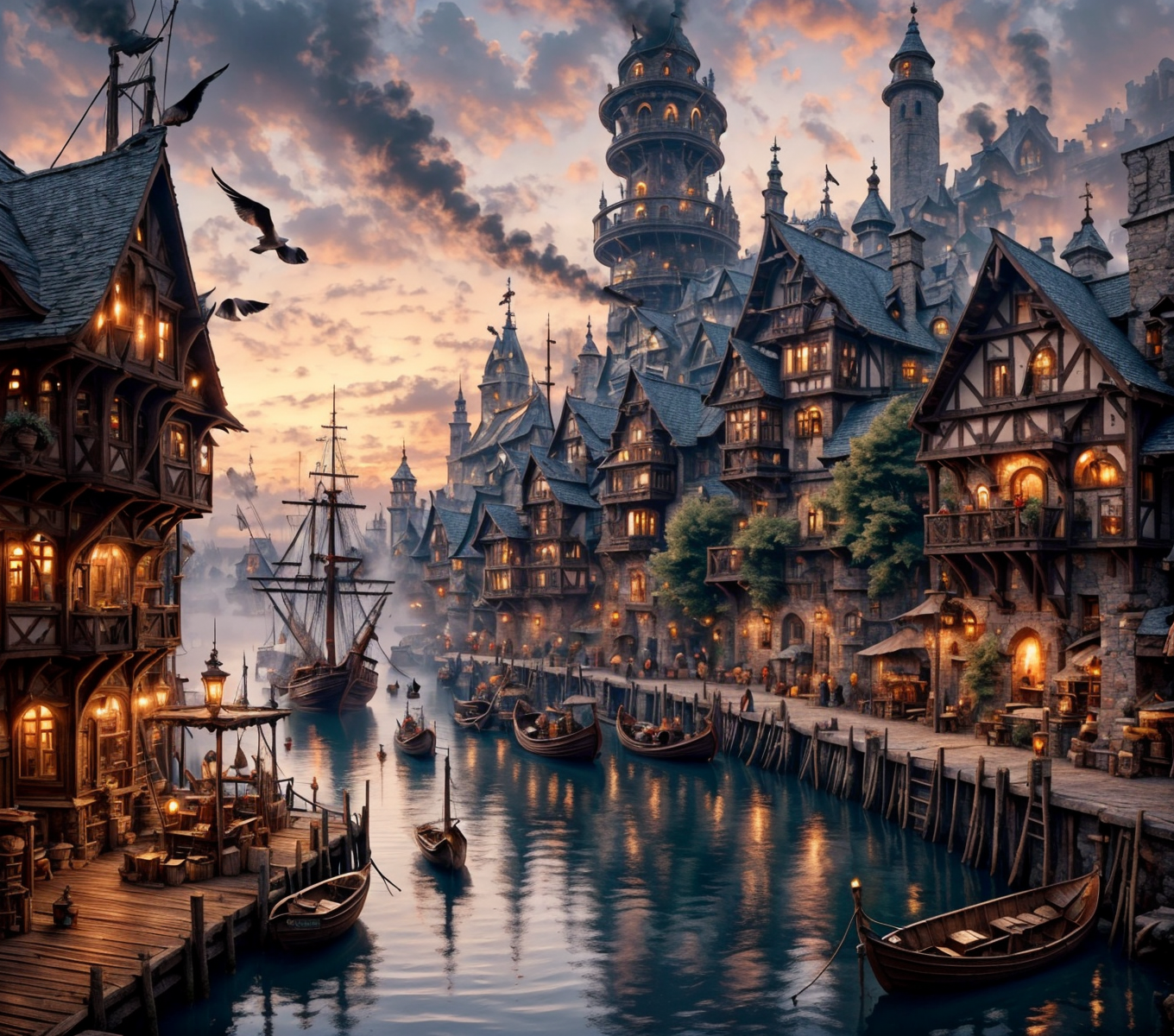RAW photo, (masterpiece:1.3), subsurface scattering, heavy shadow, (high quality:1.4), (intricate, high detail:1.2), professional photography, HDR, High Dynamic Range, realistic, ultra realistic, photorealistic, high resolution, film photography, ambient lighting, atmospheric effects, <lora:detail_slider_v4:2>, OverallDetail,  <lora:HarborAndDocks:1>, boat, building, cloud, day, dock, hado, multiple boys, night, outdoors, pier, river, scenery, seagull, ship, sky, smoke, tower, tree, water, watercraft, window