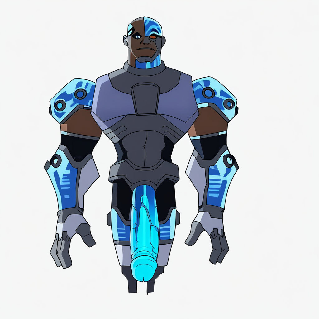 1boy, solo, cyborg, white background, big penis