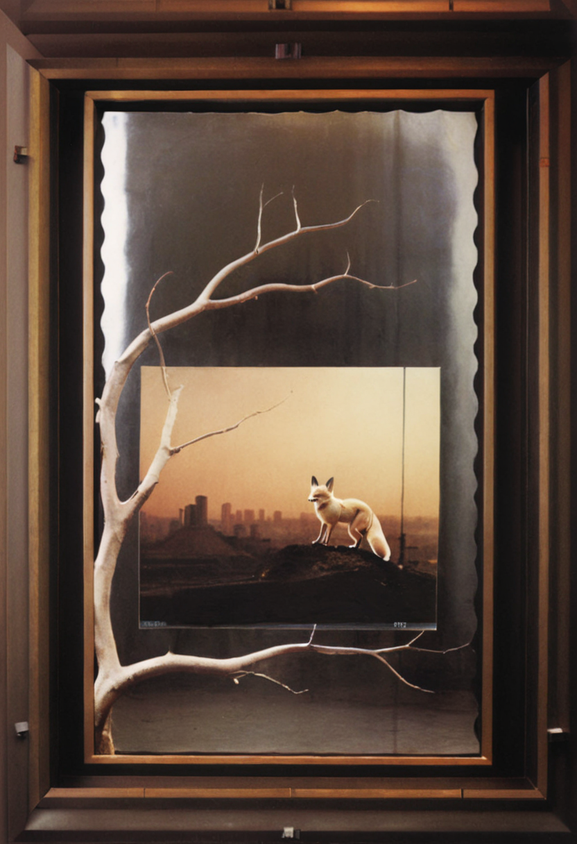 (Wildlife Photography by Camille Silvy and Hiroshi Sugimoto:1.2), award winning, kitsune, (aesthetic of minimalism with unspoiled atmosphere:0.5), crepuscular rays, total clarity, cutting-edge superb work of art with exemplary details, (iridescent and sagegreen colors:0.1), uncanny, lynch style <lora:lynchstyle_v0.0.3:1.6>