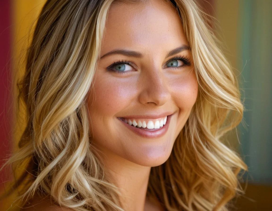 portrait of a woman with a radiant smile that exudes pure happiness. Her sparkling eyes reflect joy and warmth, while her hair flows gracefully around her shoulders. The soft light highlights her features, creating an inviting atmosphere. Surrounded by a gentle, colorful background, this image captures the essence of her vibrant spirit and infectious positivity.
instragrameuse1
