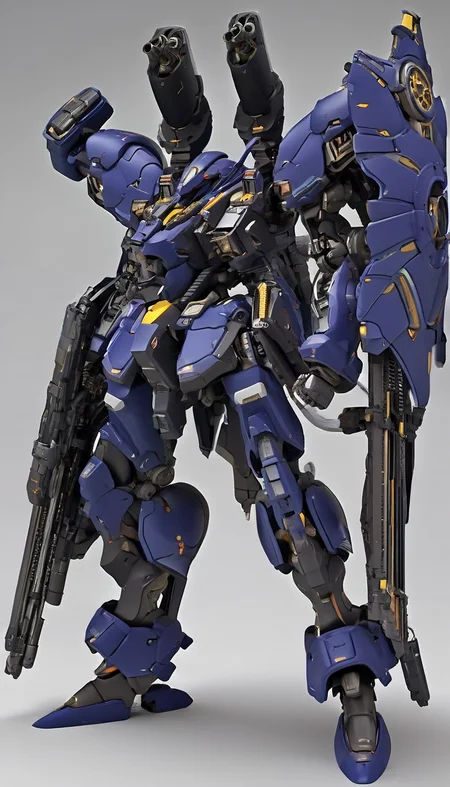 professional 3d model of (R-RRS:1.2),mecha,robot,(Rounded design armour:1.2),(science fiction:1),(a heavy mech:1.2),(hawken:1.2),(very biggest size mecha:1.6),(long legs:0.8),glowing eyes,(full body:1.2),mechanical parts,robot joints,(holding huge weapon:1.5),(huge mechanical shield:1.2),best quality,masterpiece,highly detailed,ultra-detailed,(huge mechanical weapon:1.3),(detailed weapon:1.2),(huge mechanical gun:1.2),<lora:srdxl_v2_7_5a7:0.8>,, octane render, highly detailed, volumetric, dramatic lighting