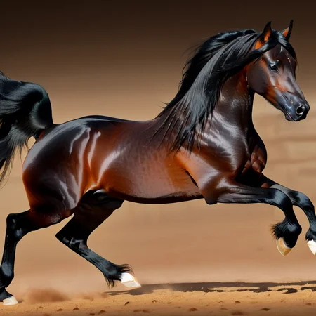 arabian horse, black, black mane and tail, rearing, full body, <lora:Horse_Breeds-000012:1>