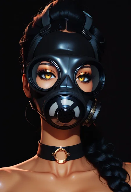 score_9, score_8_up, score_7_up, score_6_up, score_5_up, score_4_up, BREAK,
1girl, gasmask,, black hair, choker, close up, face portrait, bright colors, high contrast, dark background, vivid lighting