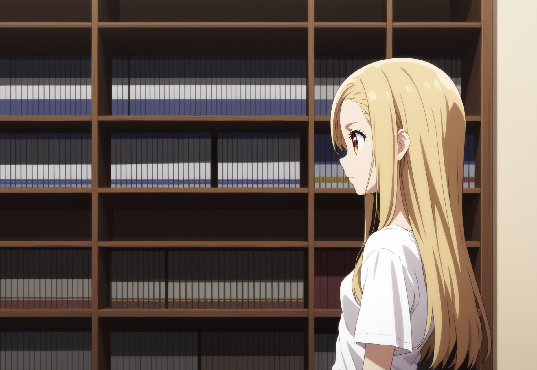 safe_pos, safe_pos, safe_pos, 1Girl, anime style, anime graphics, anime shot, original anime graphics, masterpiece, intricate details, anime colors, anime shading, clear image, perfect color choice,

BREAK

, 168 cm tall, , Score_9, Score_8_up, Score_7_up, fine details, small face, small breasts (((size B))), , long straight hair, golden blonde hair, big eyes, bright golden eyes, straight hair, infinitely cute, pretty, asymmetrical bangs, open hair, masterpiece, anime source, bold colors, soft facial features, petite, cute, narrow face, very petite and slim, flat butt

BREAK

indoors, newsstand, standing in front of shelf full of manga, looking thoughtfully at shelf, shirt and jeans, has hands in pants, view from side