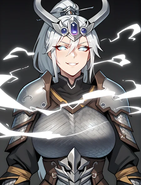 score_9, score_8_up, score_7_up, score_6_up, score_5_up, source_anime,
BREAK
1 girl, solo, miaoying, tiara, armor, glowing white eyes, upper body, looking at viewer, seducing smile, big breasts
BREAK
black background, <lora:MiaoYing:0.75>
