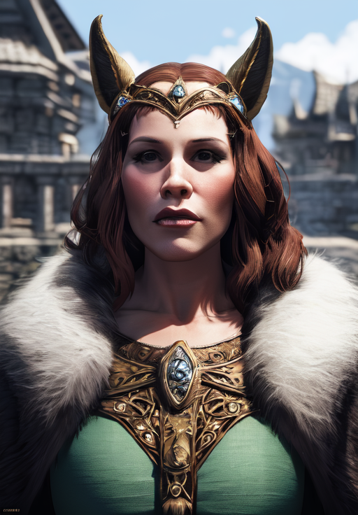 a woman, sfw, <lora:Nord-Female:0.8>, Nord-Female, 1girl, solo, portrait, fur trim,, diamond body, (masterpiece, best quality, absurdres, detailed, ultra-detailed:1.3), hot
