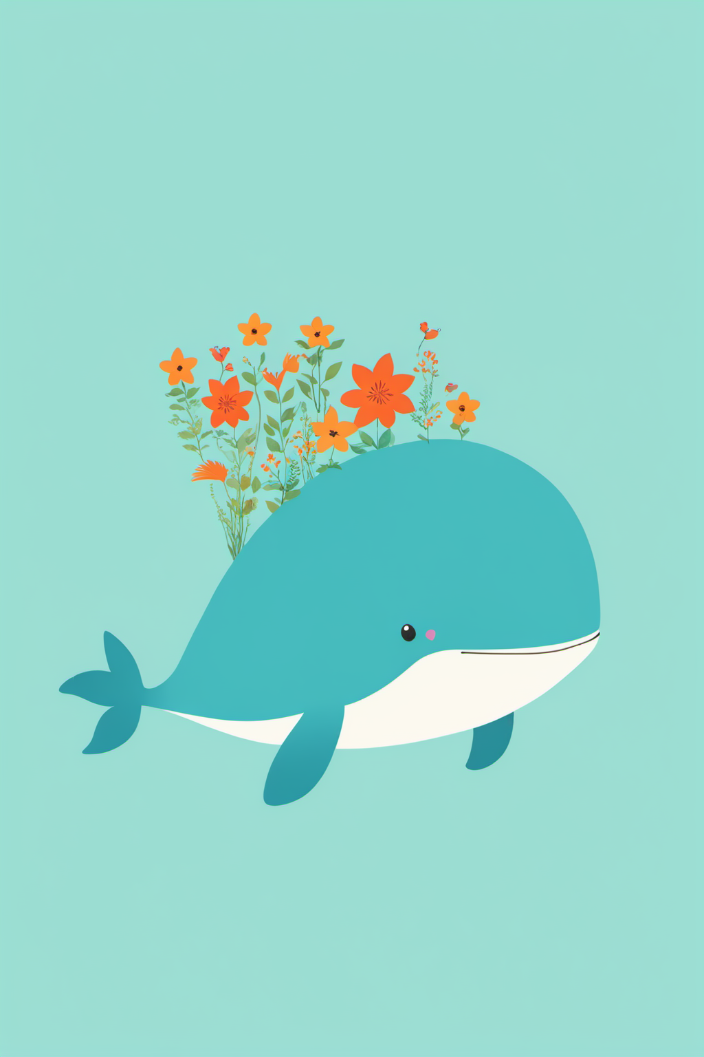 <lora:chatuxuan:0.9>,chatu,simple background,no humans,flower,whale,fish,solo,orange flower,