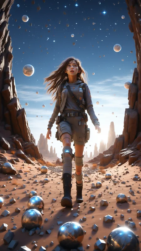 2girl,pretty face,brown eyes,long hair,looking from above,the space,afloat,moons,Running position,Wide-angle lens distortion,BJ_debris,outdoors,sky,no_humans,star_\(sky\),scenery,starry_sky,science_fiction,rock,Photographic,3D Model,Cinematic,(masterpiece:1.4),Rebellious girl,NVDI,building,A high resolution,ultra - detailed,<lora:SDXL_debris:0.7>,<lora:Blue_butterfly_SDXL1.0:0.5>,<lora:Fallen_angel_SDXL1.0:0.7>,<lora:Pure_Realistic_SDXL:0.3>,