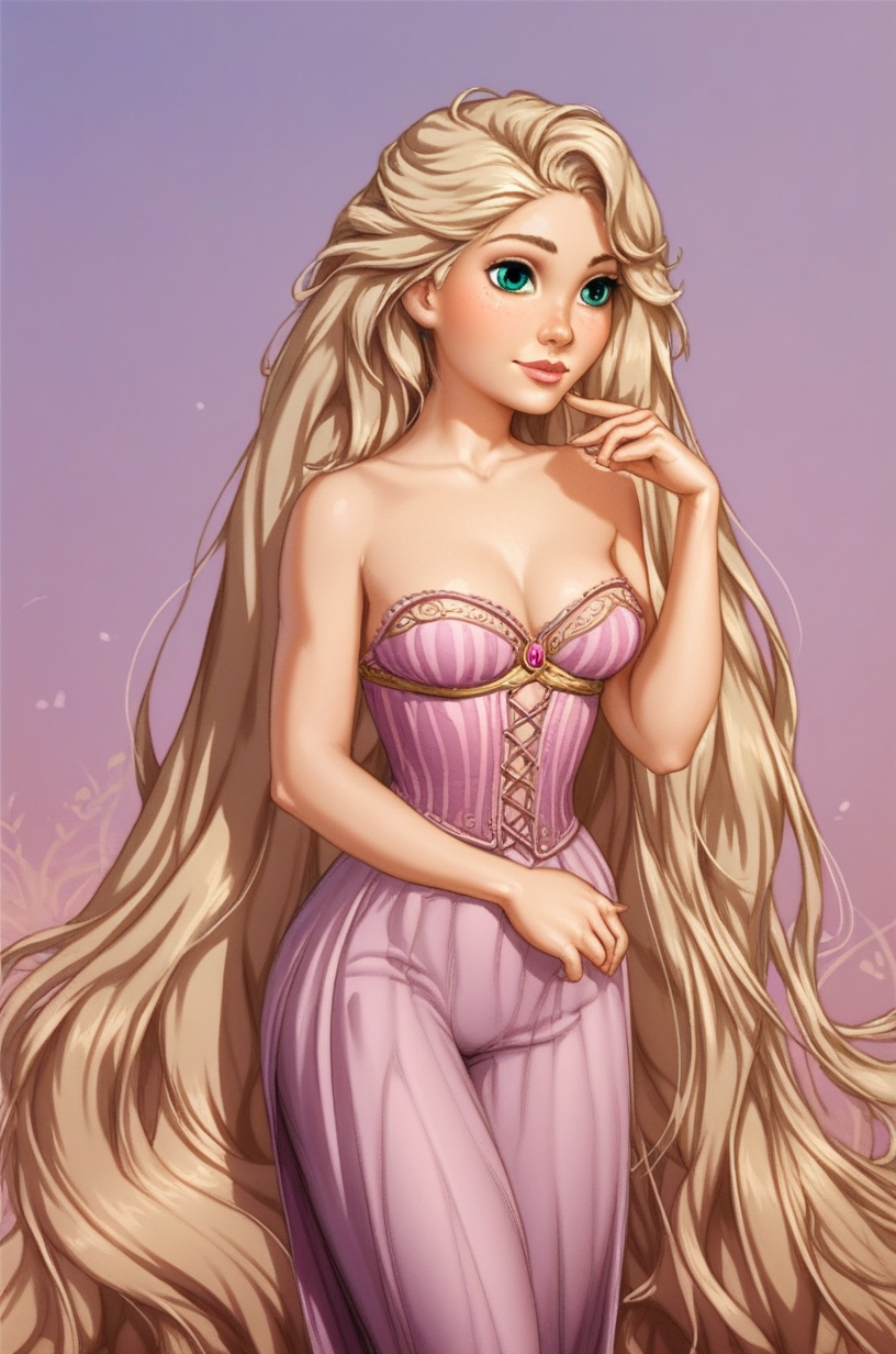 score_9, score_8_up, score_7_up, score_6, score_5, score_4, source_cartoon, realistic,princess Rapunzel \(disney\), , rating_safe , <lora:adventurewitcheswould:0.8>