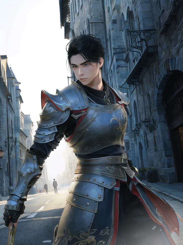 BDOboy, 1boy, intense angle, armor,
(extremely detailed CG unity 8k wallpaper, masterpiece, best quality, ultra-detailed, best shadow, volumetric lighting), High contrast, (best illumination),
mksks style, medieval, castle, outdoors,