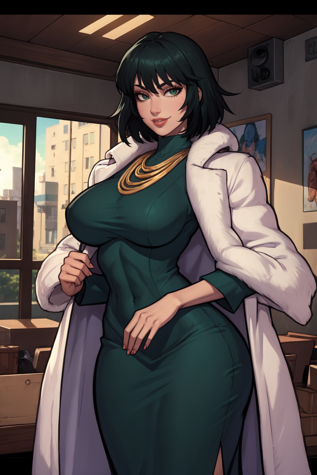 1girl, (solo:1.2), curvy, (masterpiece:1.2), (best quality:1.2), (perfect anatomy:1.4), (standing proud:1.4), (confident:1.2), smile
<lora:Asura [MockAI - v1.0]:0.8> asura, (film grain:1.2), (highly detailed shading:1.2), shiny skin, (large breasts:1.2), (cowboy shot:1.2), <lora:Fubuki [nochekaiser881 - v1.0]:1> fubuki, black hair, green eyes, short hair,, black dress, dress, fur coat, high collar, jewelry, necklace, off shoulder, taut clothes, taut dress, (post fight scenery:1.3), rubble, outside, daylight