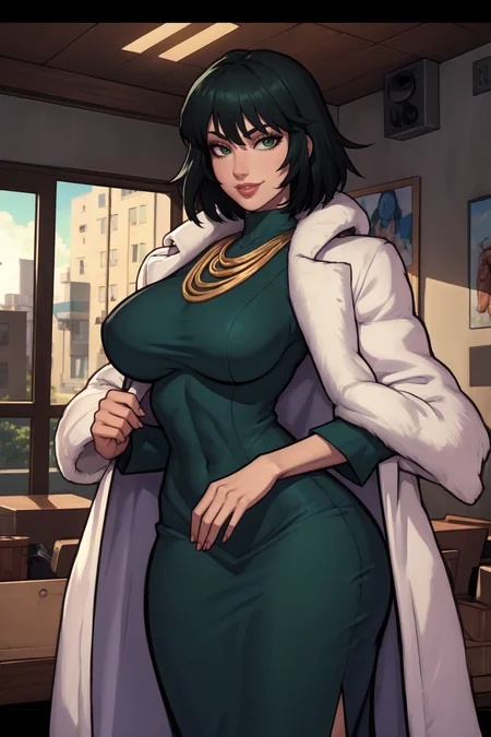 1girl, (solo:1.2), curvy, (masterpiece:1.2), (best quality:1.2), (perfect anatomy:1.4), (standing proud:1.4), (confident:1.2), smile
<lora:Asura [MockAI - v1.0]:0.8> asura, (film grain:1.2), (highly detailed shading:1.2), shiny skin, (large breasts:1.2), (cowboy shot:1.2), <lora:Fubuki [nochekaiser881 - v1.0]:1> fubuki, black hair, green eyes, short hair,, black dress, dress, fur coat, high collar, jewelry, necklace, off shoulder, taut clothes, taut dress, (post fight scenery:1.3), rubble, outside, daylight