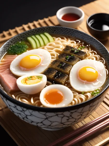 ultra detailed 8k cg, japanese ramen, chopsticks, egg, steam,