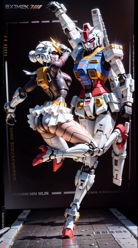 mini\(ttp\), gundam\(rx78\), (8k, RAW photo, best quality, masterpiece:1.2),solo,cybertron,RX-78-2, (full body), mask, dancing, (isometric), miniature,<lora:miniature_V1:0.7>, ((simple background))