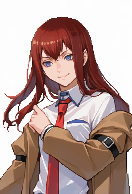 score_9, score_8_up, score_7_up, source_anime, 1girl, solo, smile
<lora:zs_DevilSurvivorPortraitsXL:1> devilsurvivorportraits, portraits, white background
<lora:steinsgate_makise_ponyXL:1> makise kurisu, brown jacket, off shoulder, white shirt, red necktie,