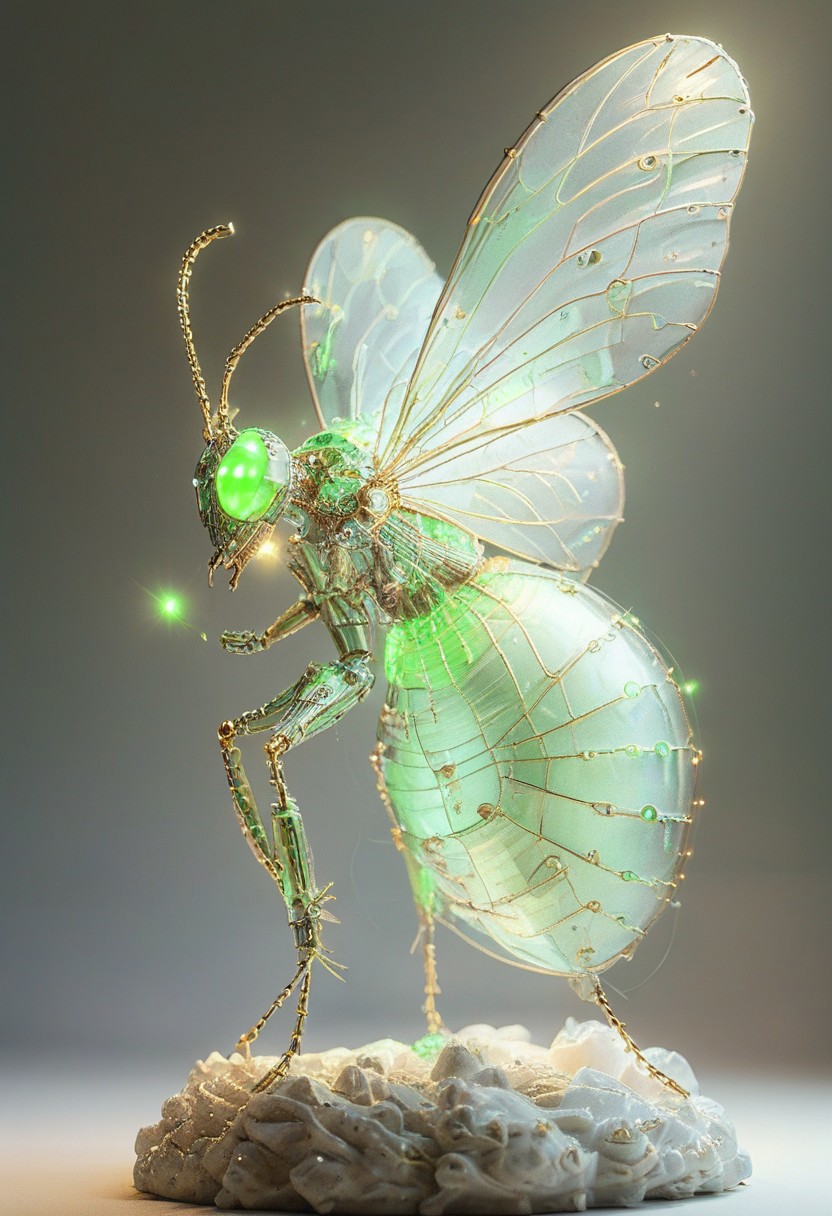 Necron, electricity, green glow, green theme, Insect type robot, jxkc