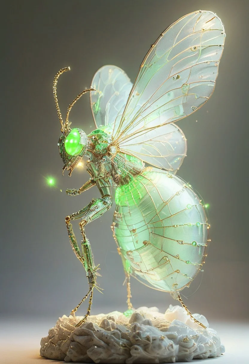 Necron, electricity, green glow, green theme, Insect type robot, jxkc