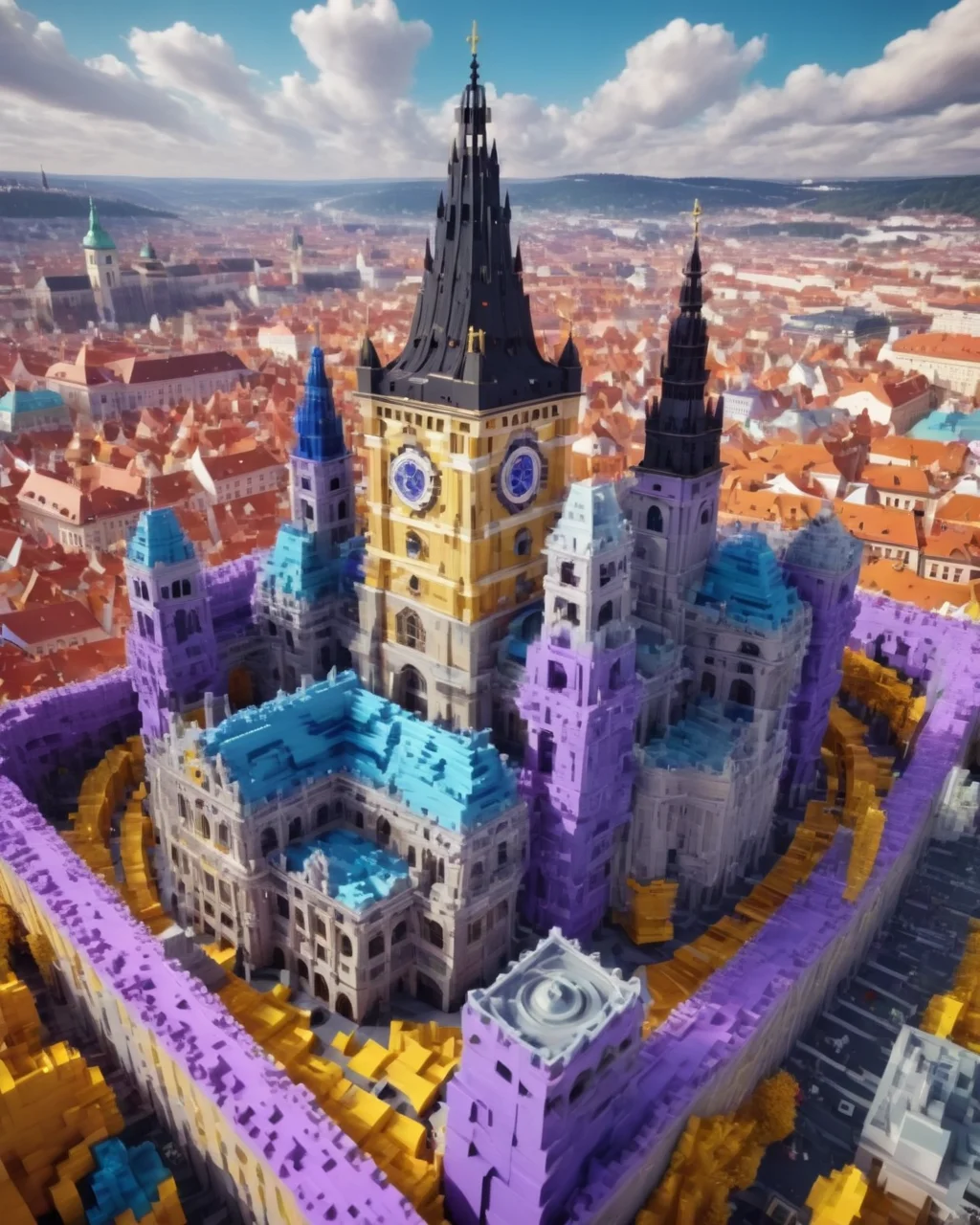 ((best quality)),(masterpiece),city of prague,awardwinning,Psykadelicwoxel3d, psychedelic,<lora:Psykadelicwoxel3d-step00000350:1>,made of voxels