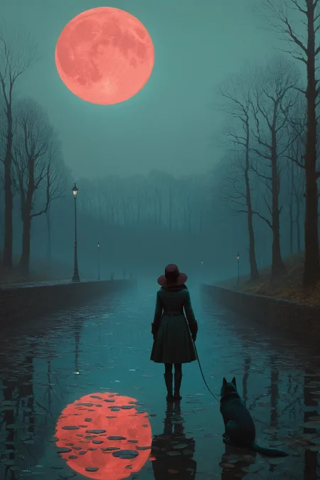 by Alena Aenami and [Delphin Enjolras|Victor Nizovtsev] in the style of [Dmitry Ageev:John Atkinson Grimshaw:0.25]