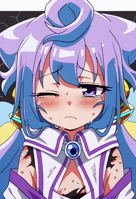 detailed background, shiny skin,
<lora:sango.pony:1>
sango,
half-closed eyes,
sweating,
teary-eyed,
ripped clothes,
one eye closed,