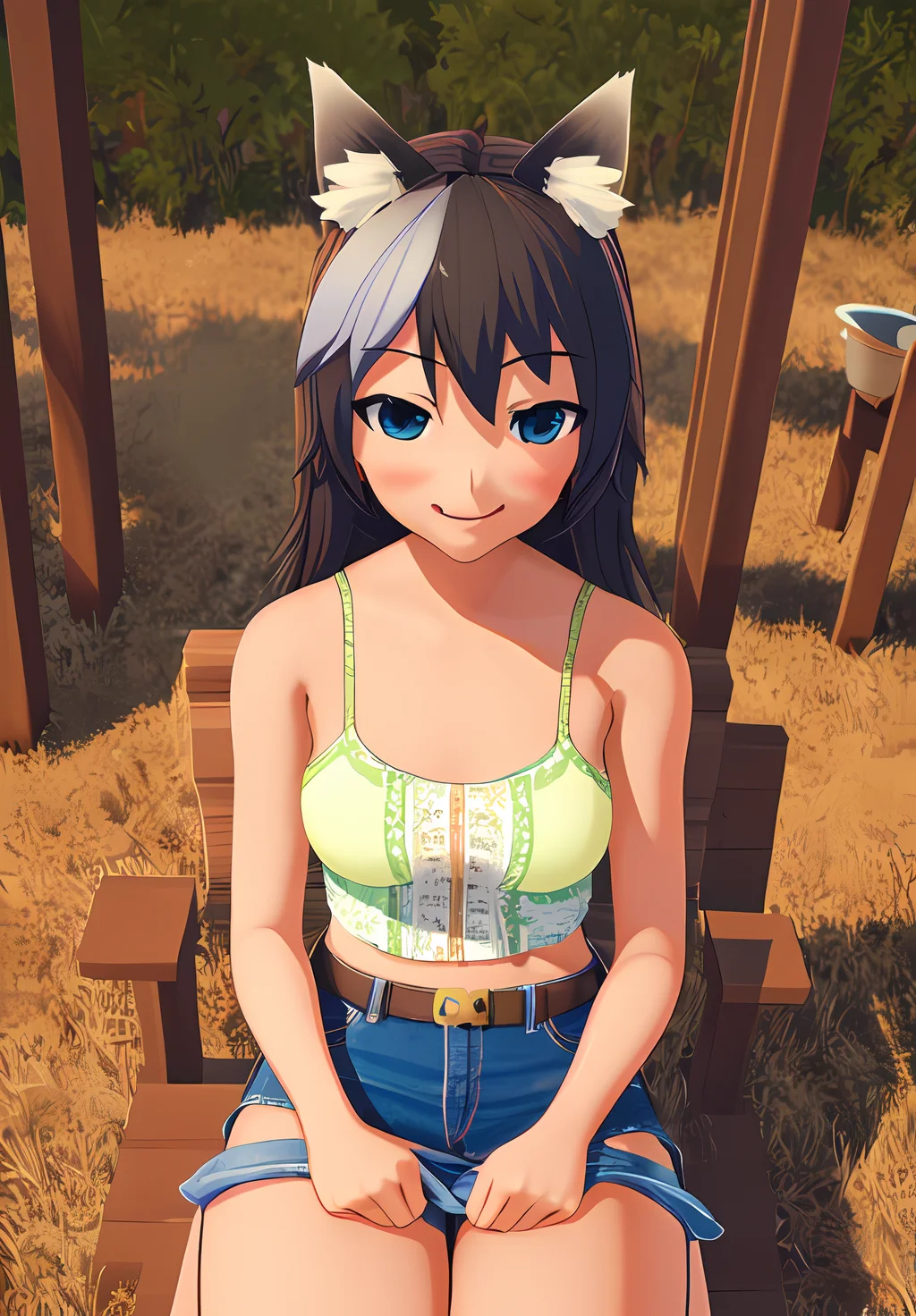 <lora:kana:0.8>, kana, 1girl, solo, smirk, sitting, (masterpiece, best quality, absurdres, detailed, ultra-detailed:1.3), (trending on CGSociety, trending on pixiv, contest winner:1.3)