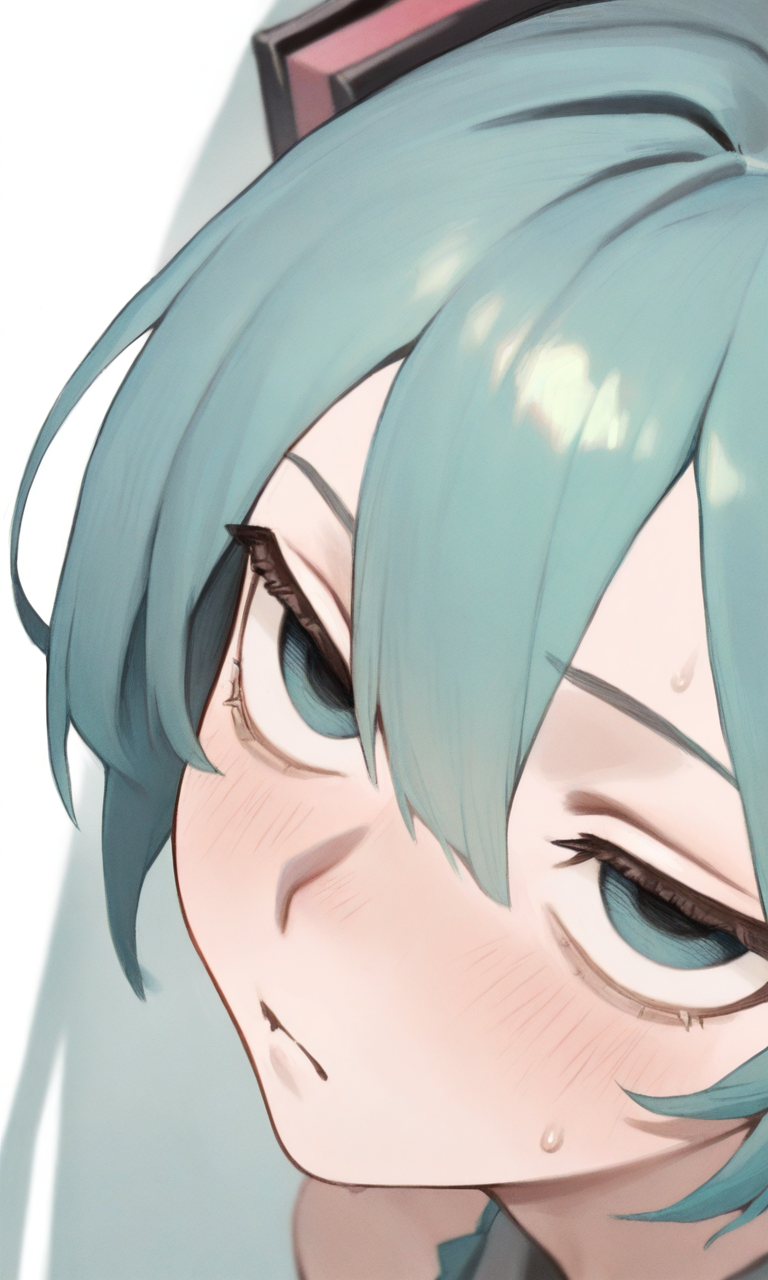 masterpiece, best quality, very aesthetic, high resolution, ultra-detailed, absurdres, newest, extremely detailed eyes, Little_netizen, disdainful eyes, 1girl, hatsune miku, 