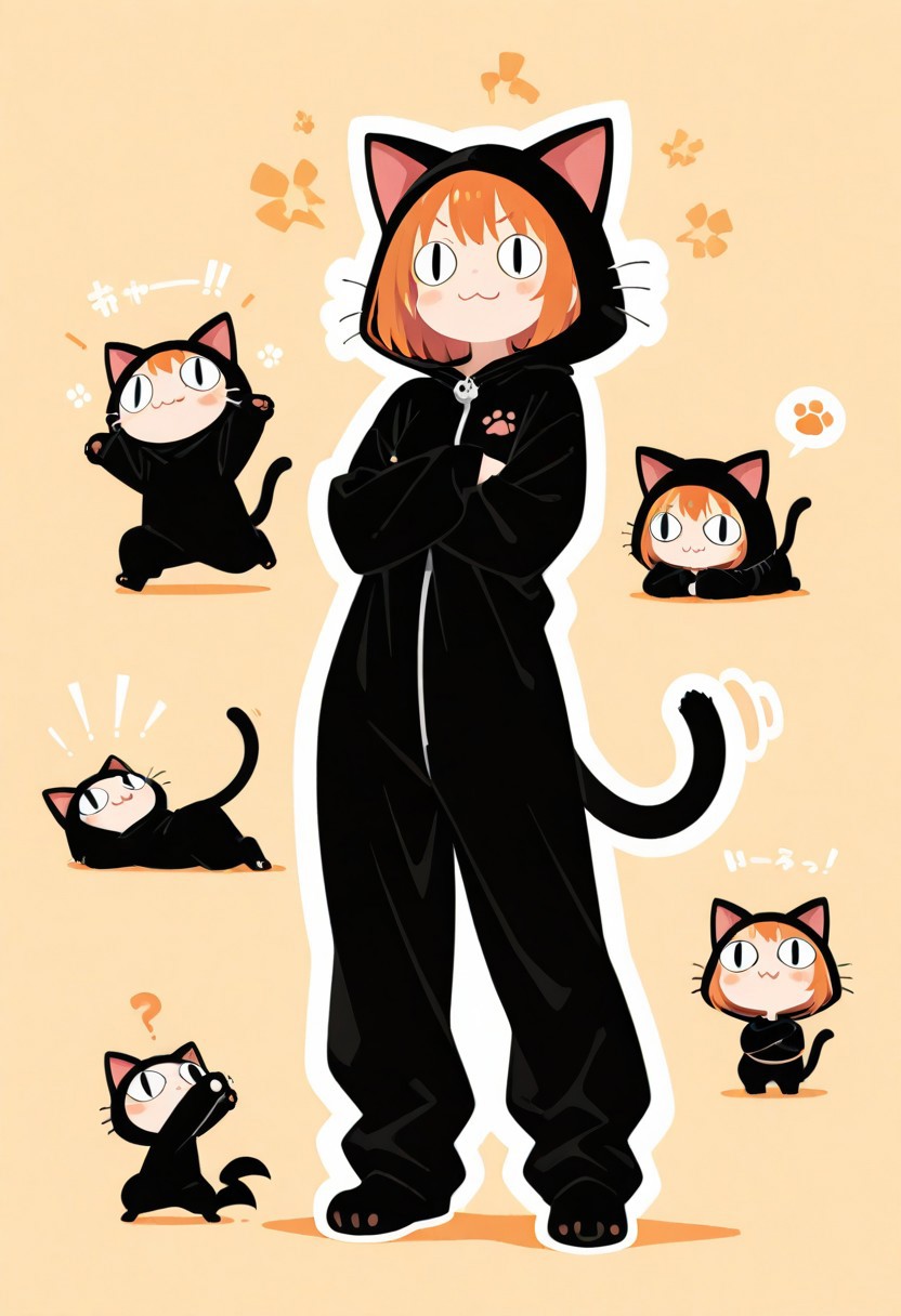 1 girl , cat disguise , paw ,:3 , <|> <|>, Cossack dance , crossed arm ,
masterpiece, best quality ,amazing quality ,haiz_ai , no lineart ,no outline, vfaix,