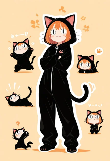 1 girl , cat disguise , paw ,:3 , <|> <|>, Cossack dance , crossed arm ,
masterpiece, best quality ,amazing quality ,haiz_ai , no lineart ,no outline, vfaix,