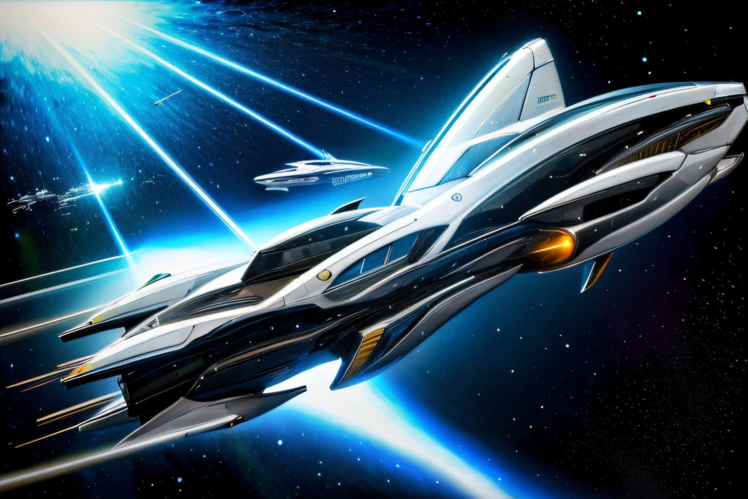 (Realistic:1.5) (masterpiece) airplane, watercraft, spacesuit, ship, ocean, 1boy, glowing, black background, laser, traditional media, <lora:EdobSpaceShip01_v1.0:0.8>