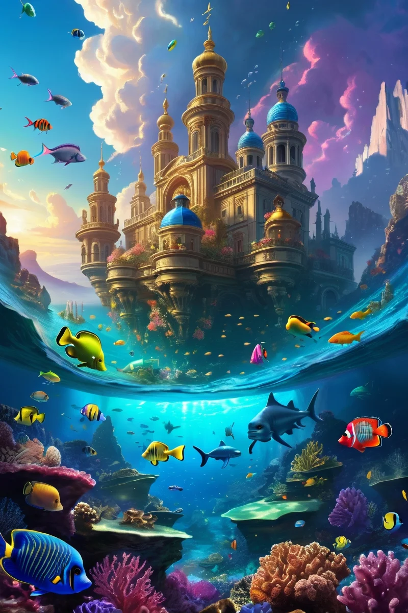 coral reef forest underwater, colorful fish ,alchemical megacities where chimera-beasts pull gold-chariots, the skies darkened by floating almshouse-prisons, mountainous_horizon, dawn,weather raining on the bed cinematic view, epic sky, detailed, concept art, medium angle, high detail, warm lighting, volumetric, godrays, vivid, beautiful, trending on artstation, by Karla Ortiz, huge scene, grass,flower, art greg rutkowski,
<lora:detailed_notrigger:0.7>, <lora:add-detail-xl:0.3>, oil painting art style from Renaissance period, masterful composition, Renaissance mood, renaissance oil painting, brush strokes, Baroque art style, dynamic composition, dramatic lighting, rich colors, intricate details, professional-grade execution, captures the grandeur and theatricality of the Baroque period