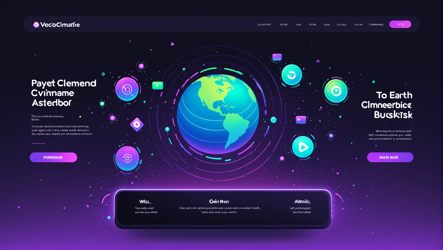 UI-UX Style, Earth & Dusk, website mockup, vector art of a playful video game, payment buttons, black gradient theme, green and purple elements, extremely well designed, award winning, cinematic advertising, no humans, masterpiece, best quality, <lora:UiUX-SDXL:0.5>