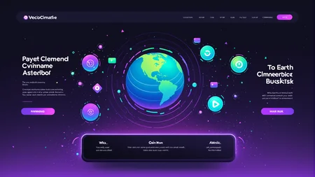 UI-UX Style, Earth & Dusk, website mockup, vector art of a playful video game, payment buttons, black gradient theme, green and purple elements, extremely well designed, award winning, cinematic advertising, no humans, masterpiece, best quality, <lora:UiUX-SDXL:0.5>