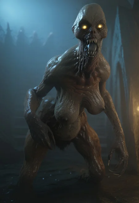 <lora:fangs_jaws-000009:0.9>, torn mouth, score_9, score_8_up, score_7_up, great lighting, bright moonlight, score_6_up, sagging breasts, long breasts, empty breasts, female old wrinkled demonic deep one, clammy skin, long tangled stringy black hair, from behind, spread ass, feral_ghoul, GapingAssholesAllFourQuiron pose, from behind, spread ass, excessive pubic hair, hairy crotch, long dense pubic hair, tangled dense pubic hair, empty sagging long tubular withere breasts, withered wrinkled old body,
, jaws, , black tongue, teeth, clammy wrinkled skin, rear view, clammy oily skin, rotted scaly evil smile, . Oiled skin, withered old saggy breasts, black nipples, rotting old church made of wooden boards at night background, horror, monstrous, evil, claws, moonlight, Expressiveh, g0thicPXL, glowing, neon,, zPDXL2,
