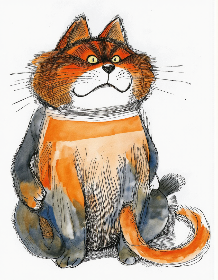 <lora:chizhcats:1>, a clourful drawing of funny cat