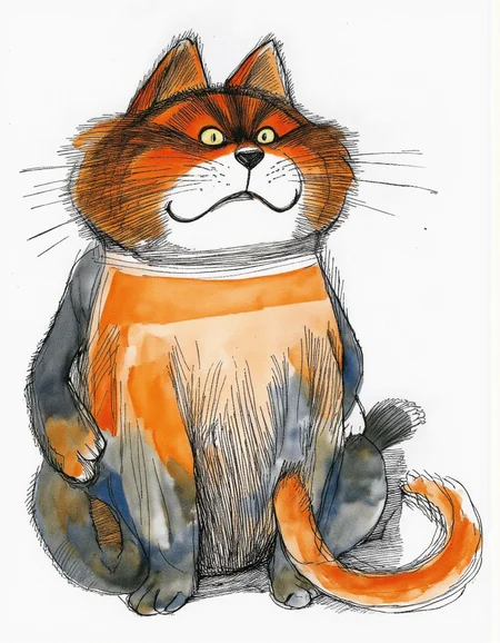 <lora:chizhcats:1>, a clourful drawing of funny cat