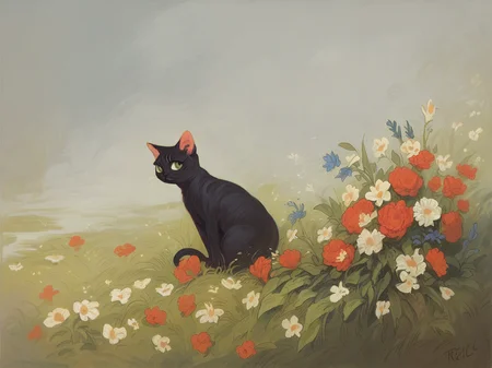 score_9, score_8_up, score_7_up, score_6_up,<lora:c4rll4rXLP:1> c4rll4r, cat, flower