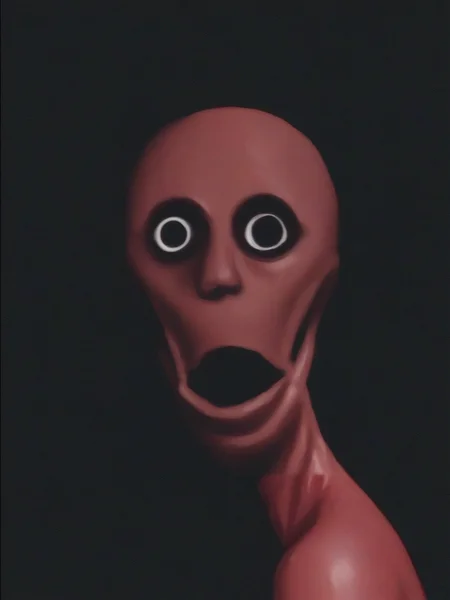 score_9, score_8, side view of analog_horror monster, ((side view)), dark bedroom, hiding, red skin, looking at viewer, shiny skin, dark lighting, dark background, horror, <lora:Analog_Horror_Style_r2:.8>