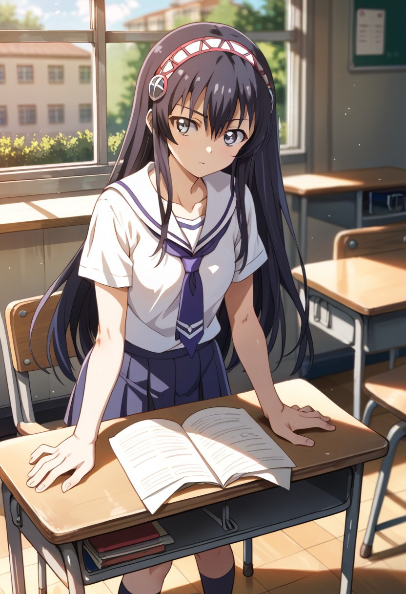 score_9_up, score_8_up, score_7_up, source_anime, LUVELIA SANCTOS, student unifrom, classroom, student