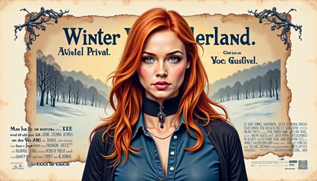 Clip L A digital illustration shoot from a portrait camera angle about a portrait of a woman with red hair and blue eyes, wearing a blue denim shirt, standing in the middle of the image. the woman, who appears to be a young adult with fair skin and long, wavy red hair, is looking directly at the viewer with a serious expression. she has a slim body and is wearing a dark blue button-up shirt that is unbuttoned, revealing her collarbone. her hair is styled in loose waves and falls down her back. her eyes are a striking blue, and her lips are painted a deep red. she is standing in front of a large, detailed, old, parchment-like paper with the words "Account Private" and "Hallo Murphy" written on it. the paper is slightly crumpled, giving it a vintage feel. the image has a soft, painterly quality with a warm color palette. 1girl, solo, long hair, breasts, looking at viewer, simple background, shirt, closed mouth, jewelry, collarbone, upper body, collared shirt, medium breasts, orange hair, mole, lips, tattoo, signature, mole on breast, red lips camera_angle: portrait, art_style: digital illustration, location: indoor, background: old, textured paper with a faded appearance, text: NA, image_composition: middle, clothing: blue shirt, hair_style;long hair, distance_to_camera: upper body;upper body, hair between eyes, facial_expression: serious;NA, action: standing, accessory: necklace, pants: NA;NA A cinematic watercolor and ink poster design depicting a serene winter landscape, with soft snowy hills, frost-covered trees, and a pastel blue sky, illuminated by the warm golden glow of a setting sun. The scene is rendered in a delicate watercolor style with expressive ink outlines, combining subtle details and soft gradients for an artistic, dreamlike quality. At the top, bold yet elegant hand-drawn text reads 'Winter Wonderland,' blending seamlessly into the composition. The poster exudes a cozy, nostalgic atmosphere, perfect for a winter-themed cinematic release.T5XXLA digital illustration shoot from a portrait camera angle about a portrait of a woman with red hair and blue eyes, wearing a blue denim shirt, standing in the middle of the image. the woman, who appears to be a young adult with fair skin and long, wavy red hair, is looking directly at the viewer with a serious expression. she has a slim body and is wearing a dark blue button-up shirt that is unbuttoned, revealing her collarbone. her hair is styled in loose waves and falls down her back. her eyes are a striking blue, and her lips are painted a deep red. she is standing in front of a large, detailed, old, parchment-like paper with the words "Account Private" and "Hallo Murphy" written on it. the paper is slightly crumpled, giving it a vintage feel. the image has a soft, painterly quality with a warm color palette. 1girl, solo, long hair, breasts, looking at viewer, simple background, shirt, closed mouth, jewelry, collarbone, upper body, collared shirt, medium breasts, orange hair, mole, lips, tattoo, signature, mole on breast, red lips camera_angle: portrait, art_style: digital illustration, location: indoor, background: old, textured paper with a faded appearance, text: NA, image_composition: middle, clothing: blue shirt, hair_style;long hair, distance_to_camera: upper body;upper body, hair between eyes, facial_expression: serious;NA, action: standing, accessory: necklace, pants: NA;NA A cinematic watercolor and ink poster design depicting a serene winter landscape, with soft snowy hills, frost-covered trees, and a pastel blue sky, illuminated by the warm golden glow of a setting sun. The scene is rendered in a delicate watercolor style with expressive ink outlines, combining subtle details and soft gradients for an artistic, dreamlike quality. At the top, bold yet elegant hand-drawn text reads 'Winter Wonderland,' blending seamlessly into the composition. The poster exudes a cozy, nostalgic atmosphere, perfect for a winter-themed cinematic release.