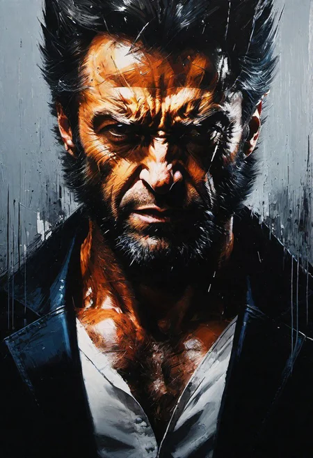 impactful paint of portrait of Wolverine <lora:Disturbia:0.7>, highly detailed, 8k, sharp, professional, clear, high contrast, high saturated, , vivid deep blacks, crystal clear
