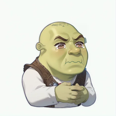 score_9, score_8_up, score_7_up, rating_safe, zPDXL2, zPDXLxxx, zPDXL3, source_anime, <lora:GenshinChibi:1.2>,
GenshinChibi, chibi, shrek, green skin, bald,
<lora:concept_aquacrying_ponyXL:1>, aquacrying, wavy mouth, closed mouth, tearing up,
brown eyes,
hands to chest, hand
<lora:Shrek_XLPD:1>, male focus,