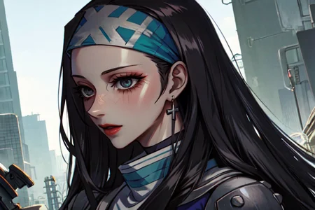 highly insanely detailed, masterpiece, top quality, best quality, highres, 4k, 8k, RAW photo, (very aesthetic, beautiful and aesthetic),
beth_\(megami_tensei\),bethsmtii,shin megami tensei ii,long hair,black hair,straight hair,sleek black,jewelry,cross,headband,red_lipstick,Tokyo_Millennium,post-apocalyptic_city,dystopian_world,Valhalla,gladiator_tournaments,
<lora:zs_Beth:1>,
(1girl:1.3), 1other,
mangrove forest biome,âââ