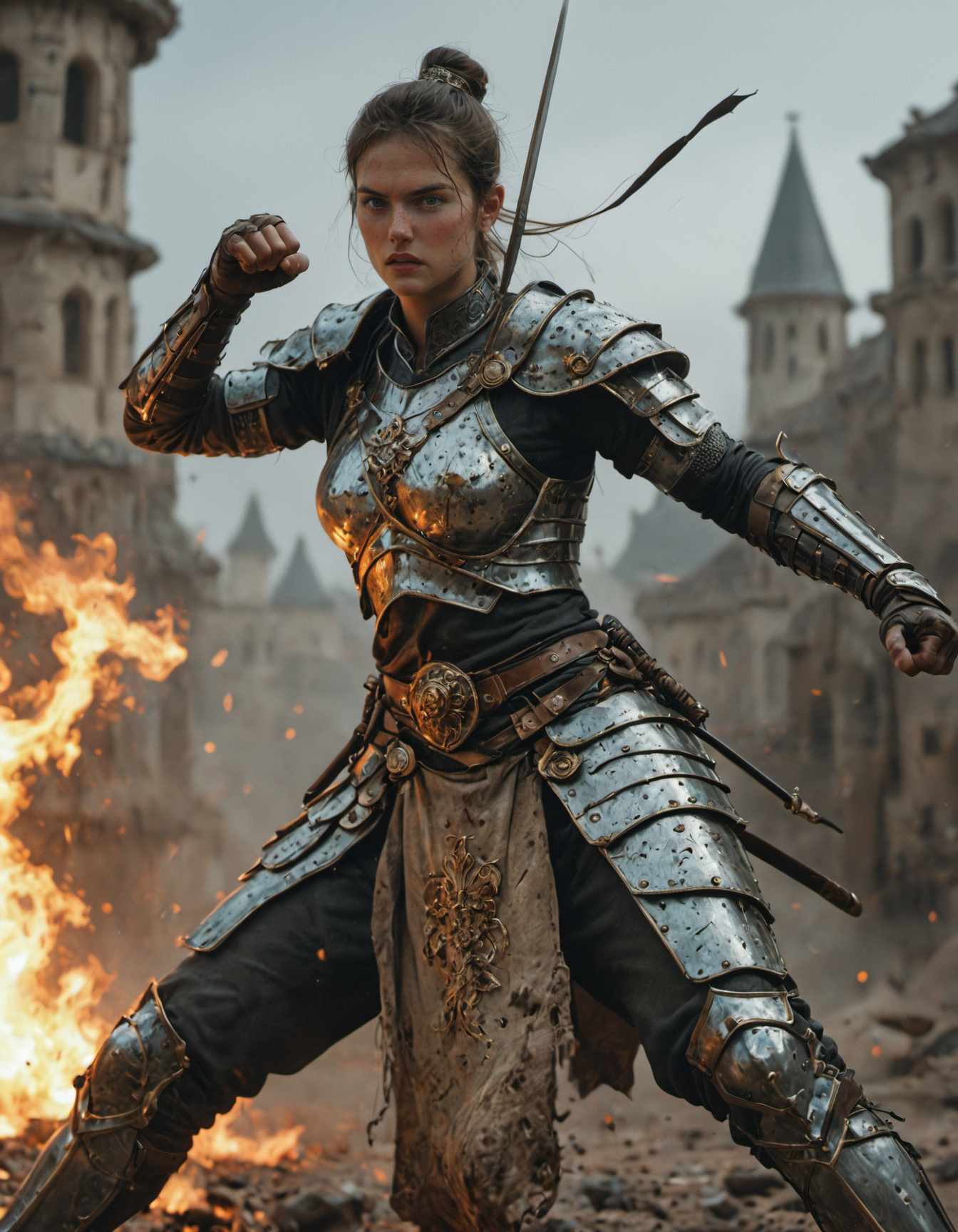 1girl, warrior princess from a forgotten realm, intricate armor, ready to fight, dynamic image, combat pose <lora:Fant5yP0ny:0.3>, <lora:EldritchCandids1.1.2:0.4> <lora:real_dream_pony_realistic_lora_3:0.4> <lora:MJ52:0.3> <lora:FF.101.juggernautXL_version6Rundiffusion.LORA:0.4> <lora:JuggerCineXL2:0.3>