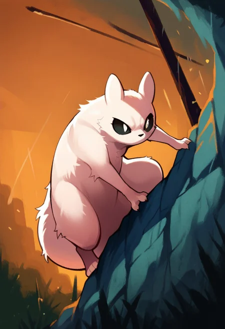 score_9, score_8_up, score_7_up, solo
1girl, score_9, score_8_up, score_7_up, score_6_up, score_5_up, score_4_up, , furry, solo, dagasi,slugcat, artificerslugcat, wolfanine,( feral:1.4), dark sclera, white fur, (black eyes, black sclera, black pupils), badass, climbing, dynamic pose, upward viewer,( dynamic angle:1.3), rainworldartstyle