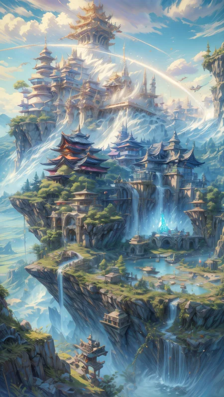 ((masterpiece, best quality), ultra realistic 8k), BREAK
Studio Ghibli style, ((anime style)), (((genshin impact style))), cartoon, detailed
fantasy world, summer day, Magic, crystals, a city on floating islands
<lora:more_details:0.7>
<lora:epi_noiseoffset2:0.35>, ((masterpiece, best quality), ultra realistic 8k), UHD, HDR, high resolution, (cinematic look), cinematic lighting, soft cinematic light, cinematic bloom, soothing tones, insane details, abundant details, intricate details, hyperdetailed, photorealistic, realism pushed to extreme, incredibly lifelike, highest quality, detailed background, dramatic lighting, sharp focus, BREAK, ((epic realistic)), (realism pushed to extreme), hyperrealistic art, photographic, dramatic, incredibly lifelike, BREAK
neutral colors, soothing tones, (hdr:1.4), (muted colors:1.4), (technicolor:0.9), (artstation:1.2), BREAK
detailed, extremely high-resolution details, intricate details, fine texture, BREAK, ((intricate details)), hdr, ((intricate details, hyperdetailed)), extremely high-resolution details, BREAK, (anime), (illustration), cartoon, detailed